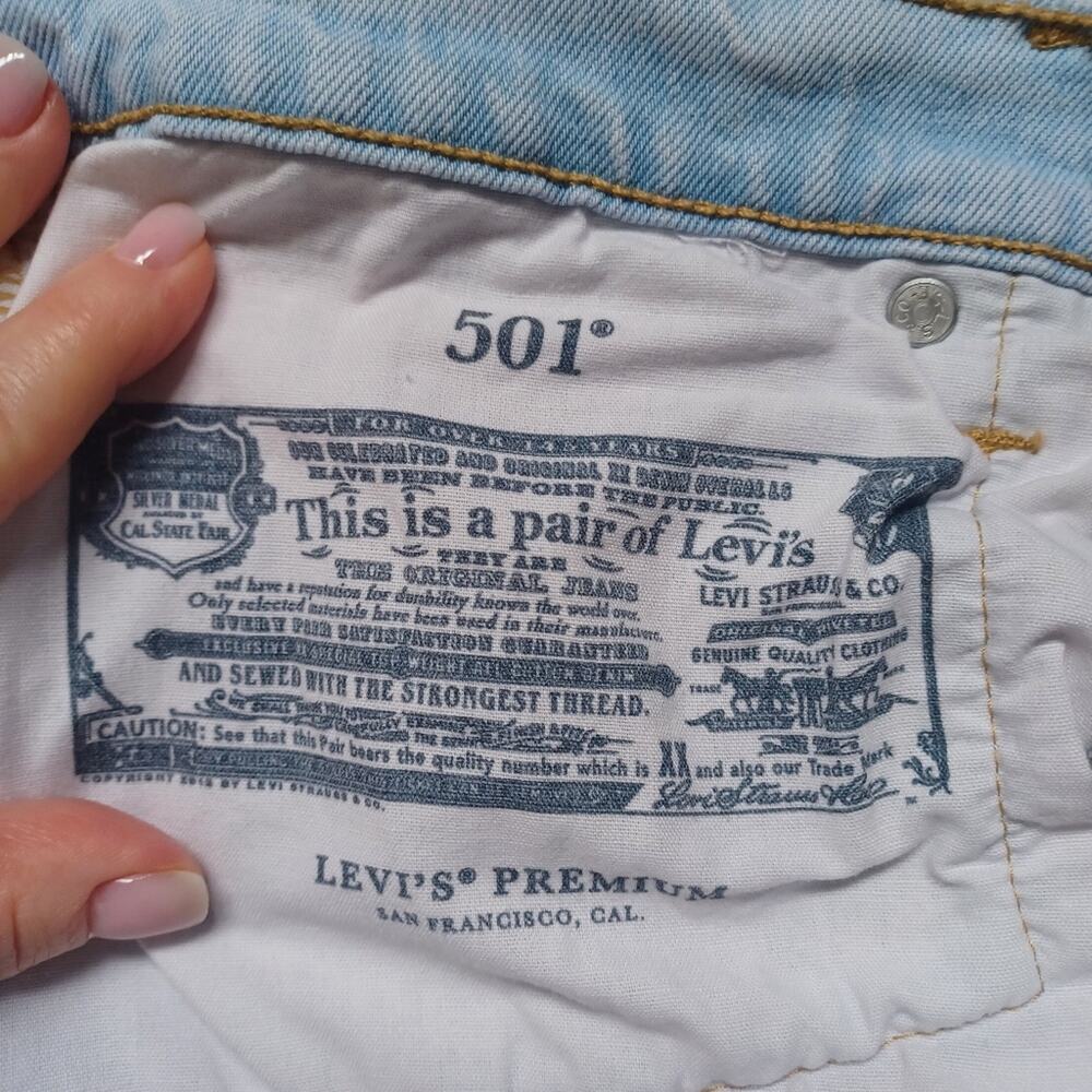 OOAK Custom Light Pink Tinted VTG Levi's 501 Destroyed Jeans 30 - Picture 6 of 16